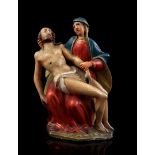 Wooden polychrome Pieta figurine