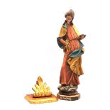 Wooden polychrome colored statue