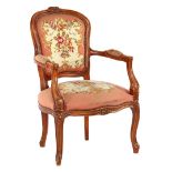 Walnut Louis Quinze style armchair