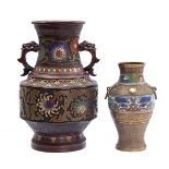 2 Asian cloisonne vases