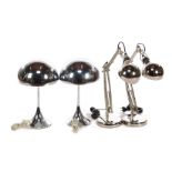 2 chrome mushroom model table lamps