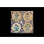 4 glazed earthenware tiles