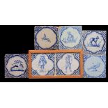 5 glazed earthenware tiles