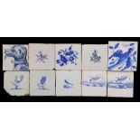 10 glazed earthenware tiles