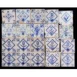20 glazed earthenware tiles and 1 tile field