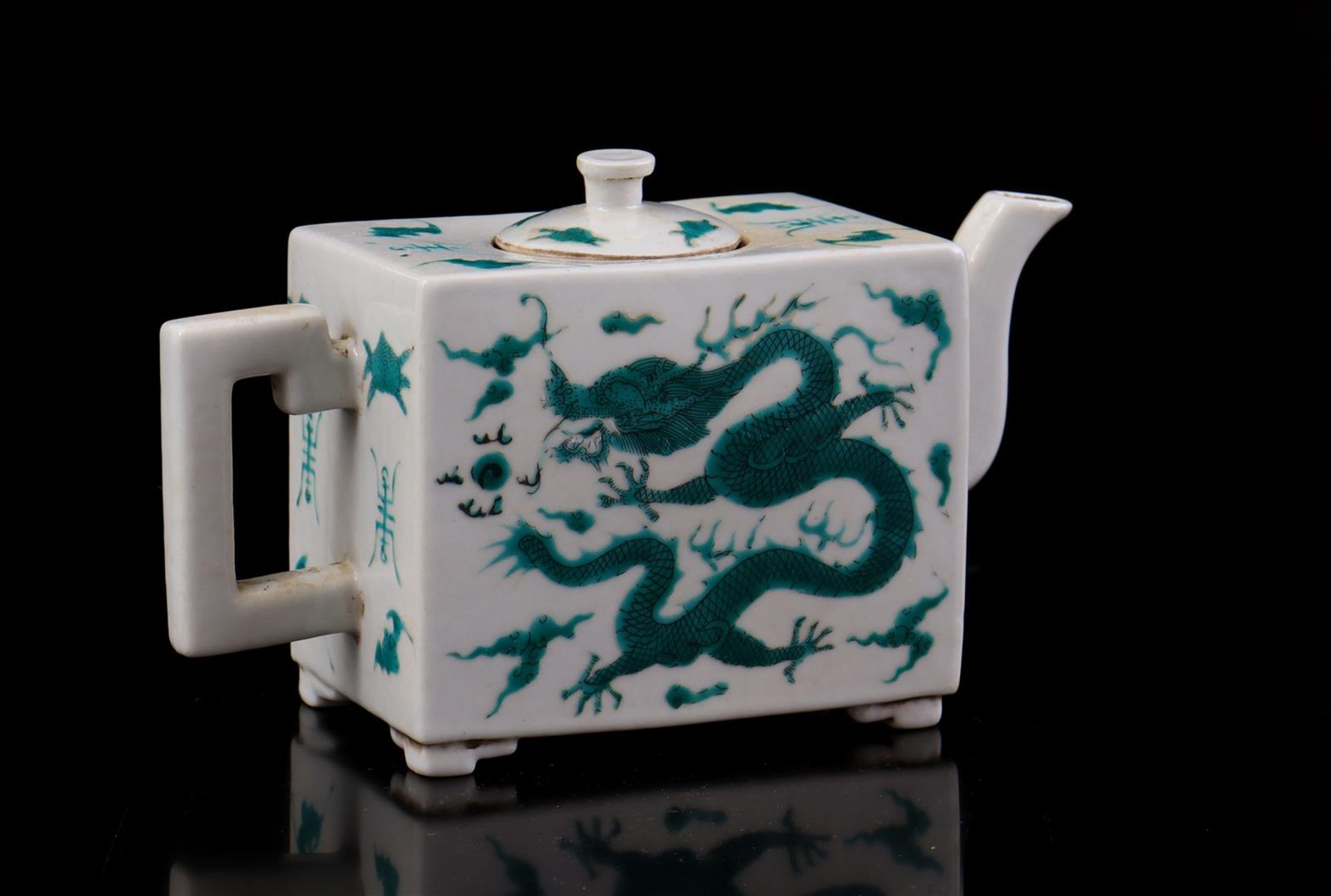 Rectangular porcelain teapot