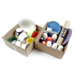 2 boxes with Cor Unum colorful pottery