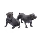 2 bronze figurines of bulldogs