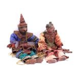 2 Indian wooden puppet dolls