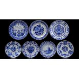 7 Porceleyne Fles dishes with blue decor