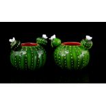 2 glass decorative pots