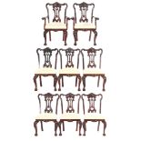 6 mahogany Chippendale style chairs