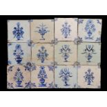 12 glazed earthenware tiles