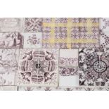 Large number of glazed earthenware tiles