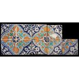 Glazed earthenware tiled field and 5 ornamental tiles