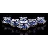 6 porcelain cups and saucers