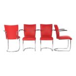 4 chromed tubular frame armchairs