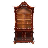 Walnut with burr walnut 2-piece display cabinet