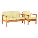 Solid white oak 2-1 seater sofa