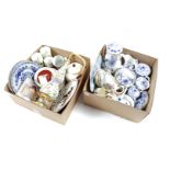 2 boxes with various porcelain