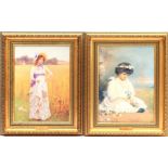 2 wall decorations in gold-coloured frame