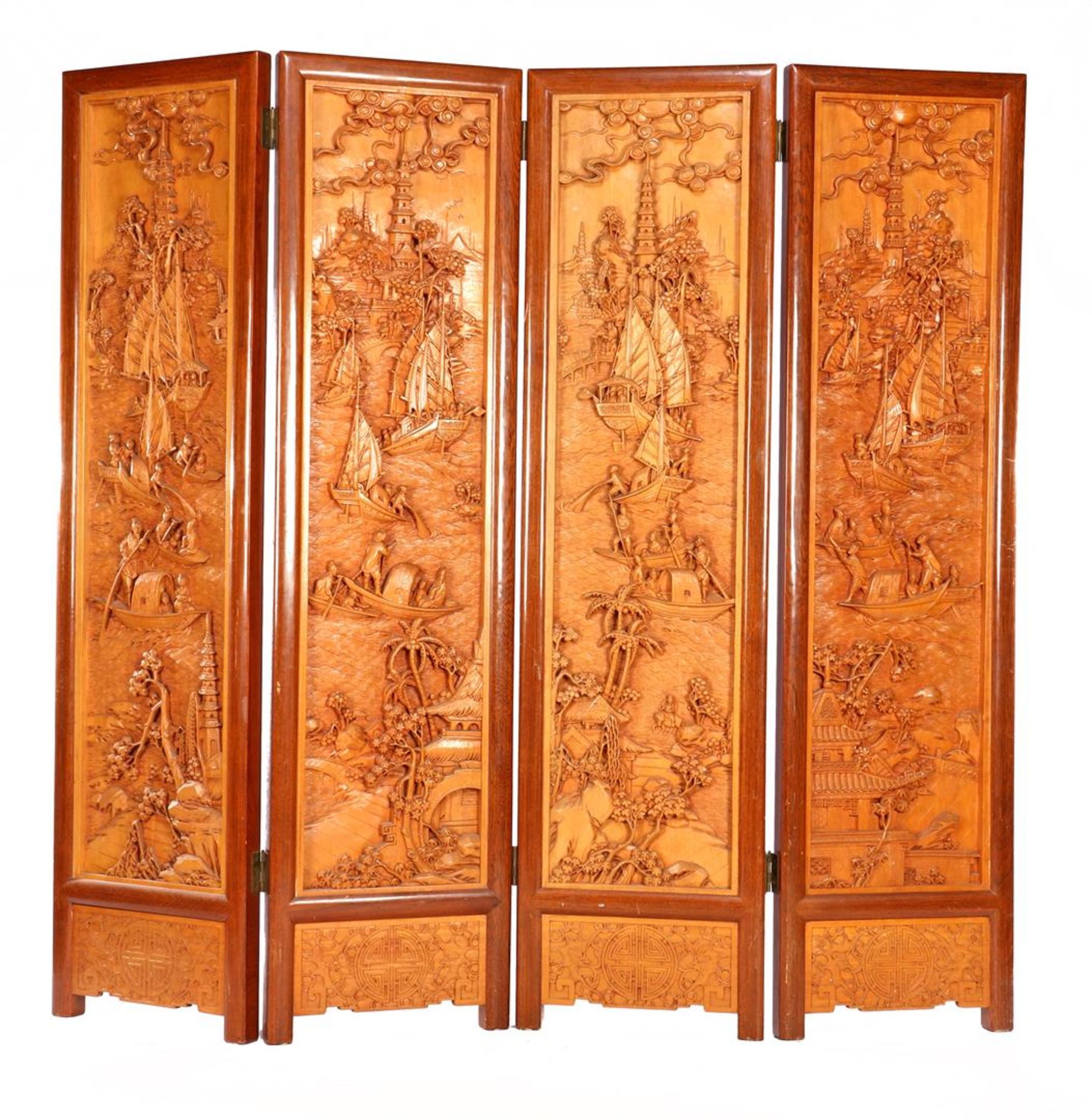 4-turn rosewood folding screen