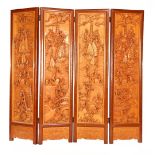 4-turn rosewood folding screen