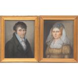 2 portraits of a man and a woman