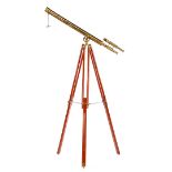 Brass telescope on wooden tripod