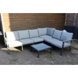 Gray lacquered 6 seater modular garden sofa