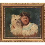 Portrait of child with dog