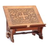Oak richly decorated table lectern