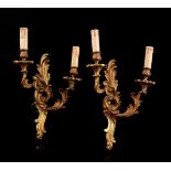 2 bronze 2-light wall chandeliers