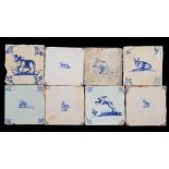 8 glazed earthenware tiles