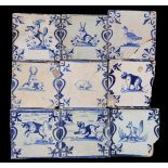9 glazed earthenware tiles