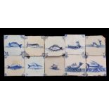 10 glazed earthenware tiles