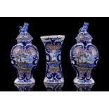 Delft 3-piece earthenware garniture