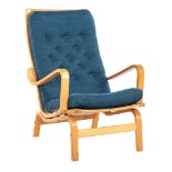 Curved beech wood lounge chair