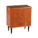 teak veneer 4-drawer chest