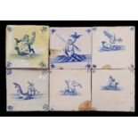 6 glazed earthenware tiles