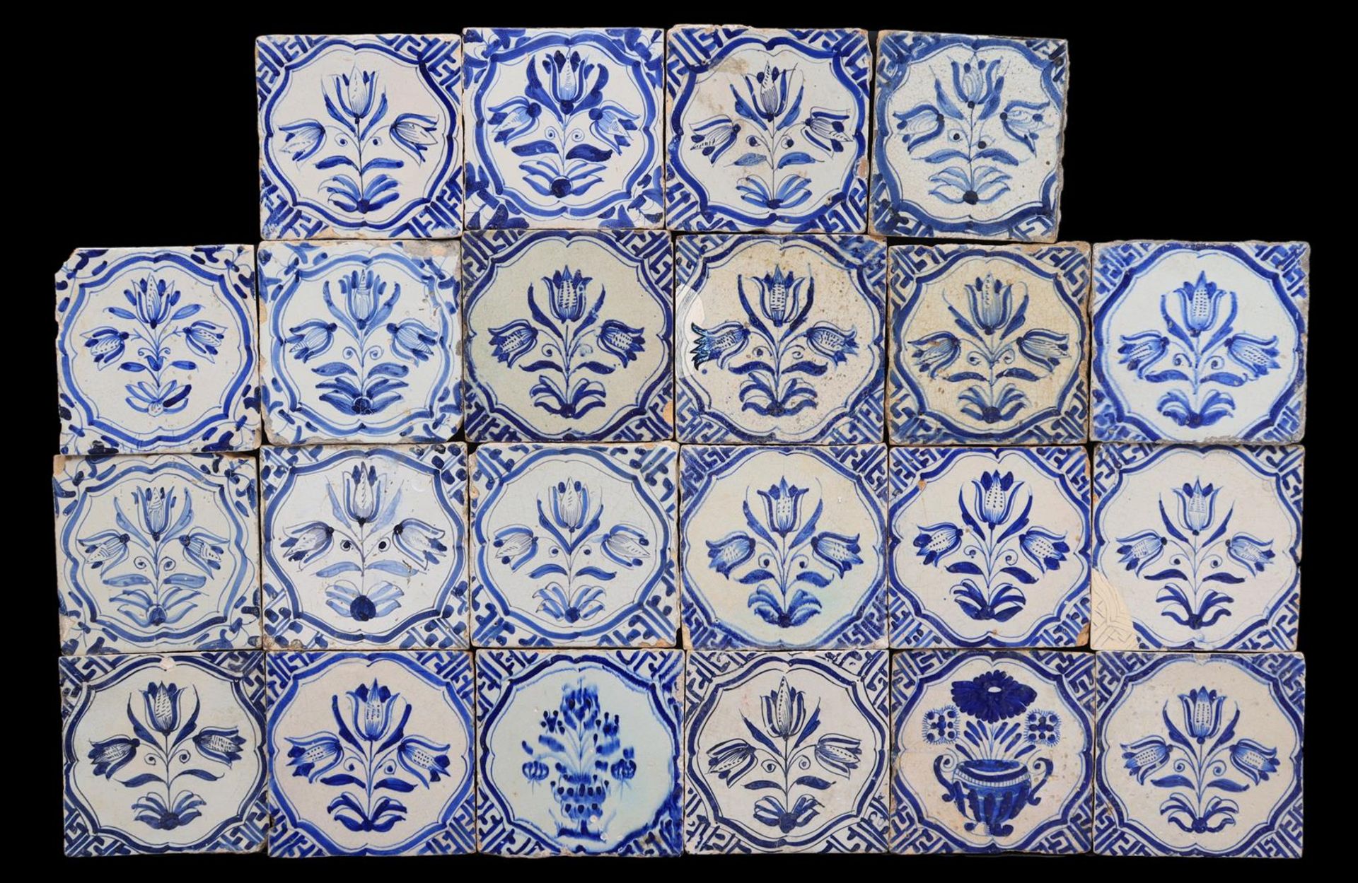 22 glazed earthenware tiles