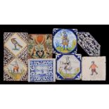 6 glazed earthenware tiles