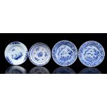 4 blue and white porcelain plates