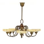 Copper Art Deco 8-light chandelier