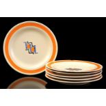 Ram Arnhem 6 pottery cake plates with decor, 16.5 cm diameter (various chips and hairlines)