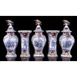 5-piece Delft-glazed earthenware garniture