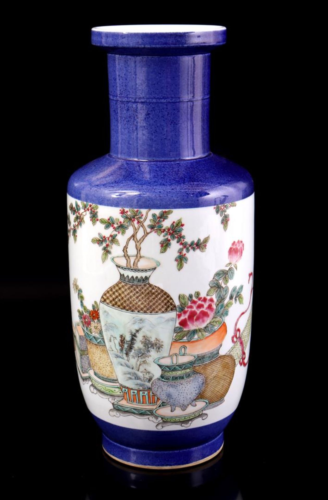 Porcelain monochrome blue colored vase