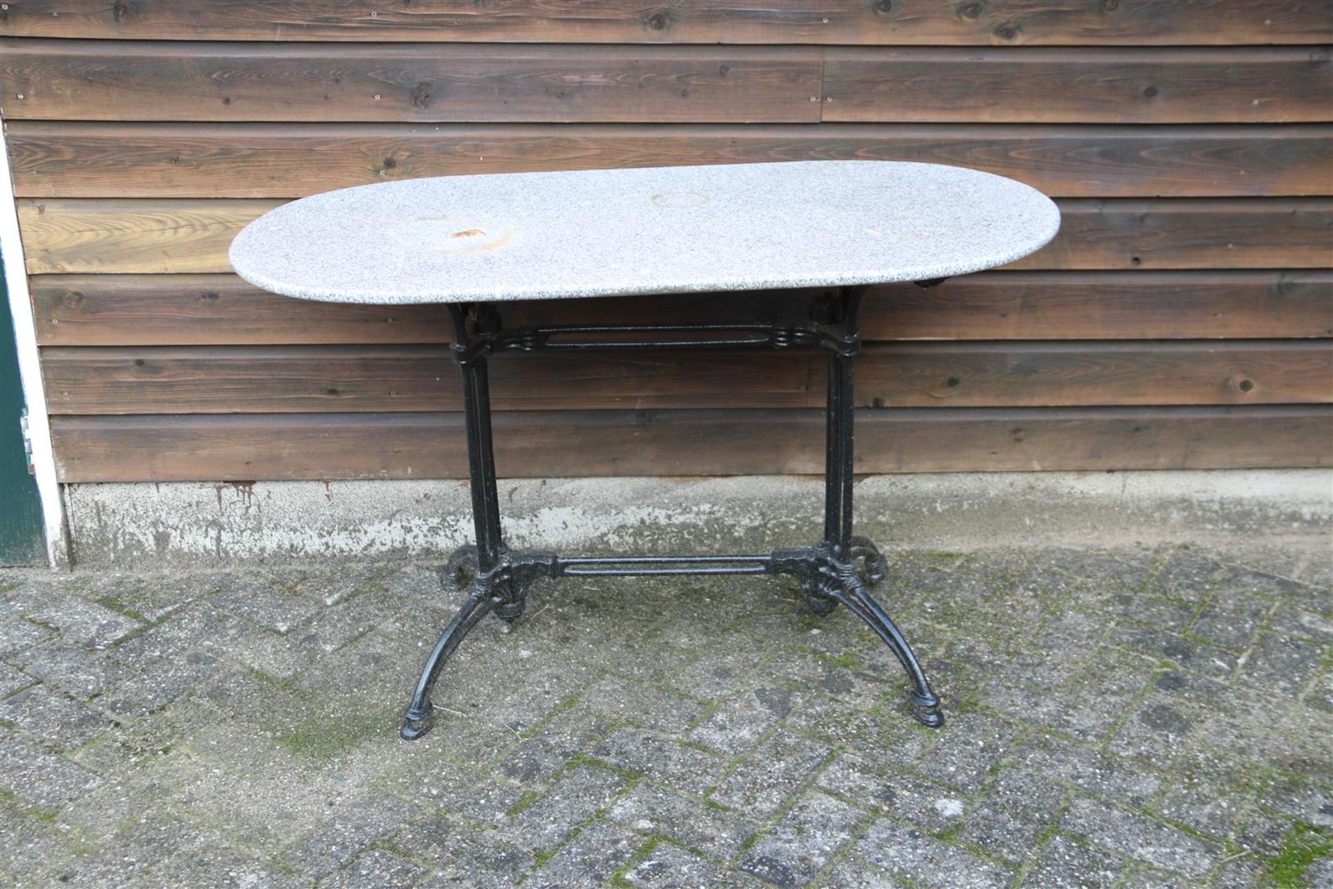 Blackened steel garden table