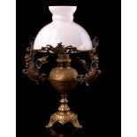 Richly decorated brass table lamp