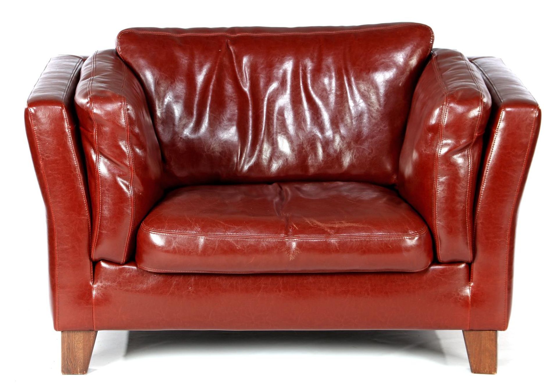 Brown leather love seat - Image 2 of 2